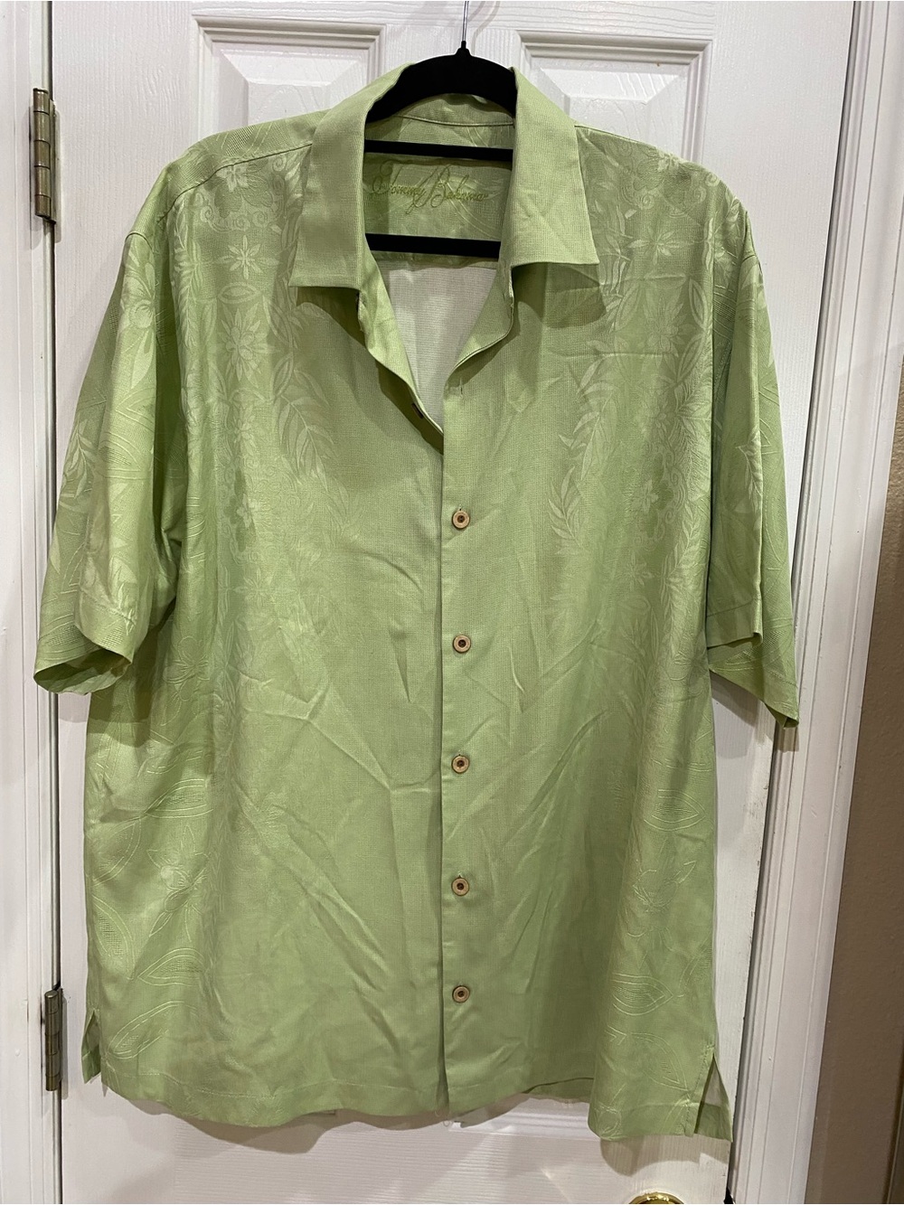 Tommy Bahama Light Green Hawaiian Camp Shirt